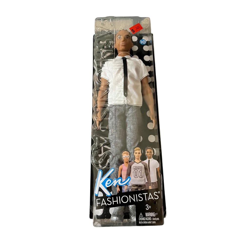 Ken‎ Fashionistas Doll Style 10 White Shirt Black Tie Gray Pants Silver Shoes